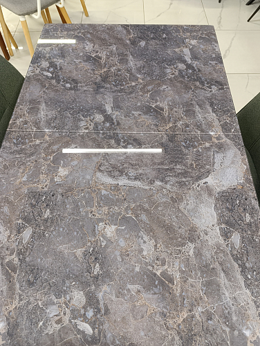 Стеклянный стол Агни 110 королевский мрамор / черный матовый из шоурума 3